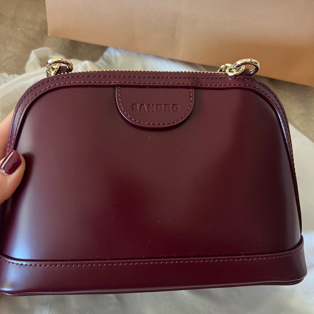 SANDRO LEATHER SHOULDER BAG